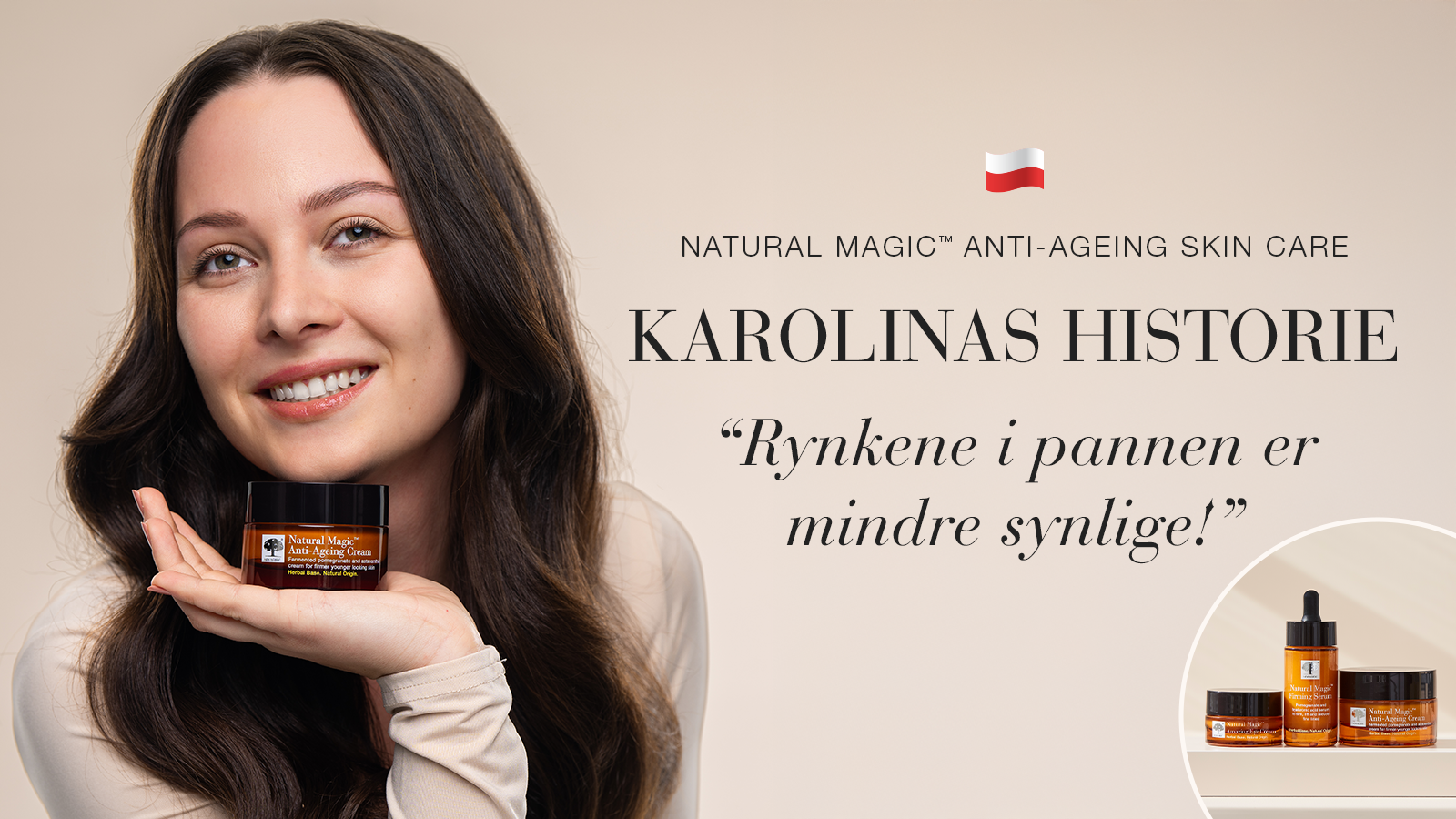 Rynkene i pannen er mindre synlige